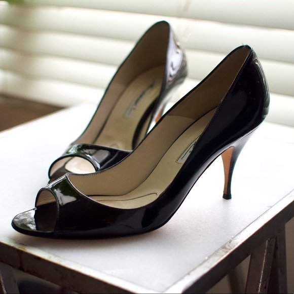 Brian Atwood Shoes - Brian Atwood Peep Toe Patent Heels - Size 39.5
